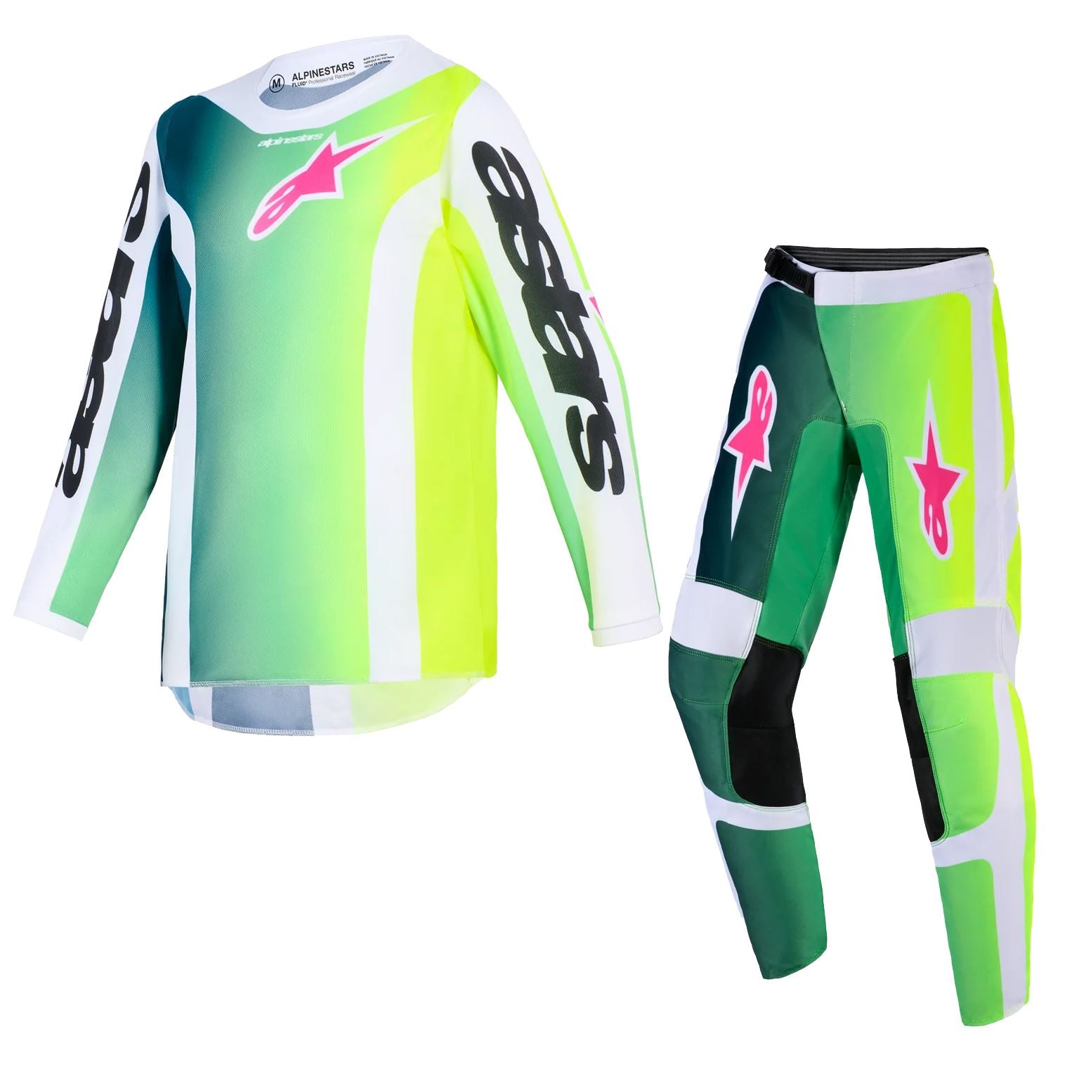 Alpinestars 2026 Youth Fluid Portl Motocross Combo Kit Green White Black